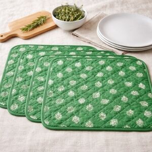 VTG Bloomcraft Artichoke Placemats Set 4 Quilted Green Table Treasures NWT